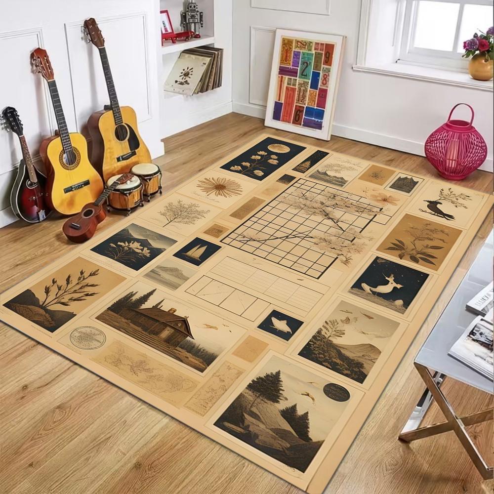 

Vintage Patchwork Carpet Retro Plant Pattern Mat Soft Area Rug for Living Room Bedroom Home Decoration Carpets for Living Room 40x60cm