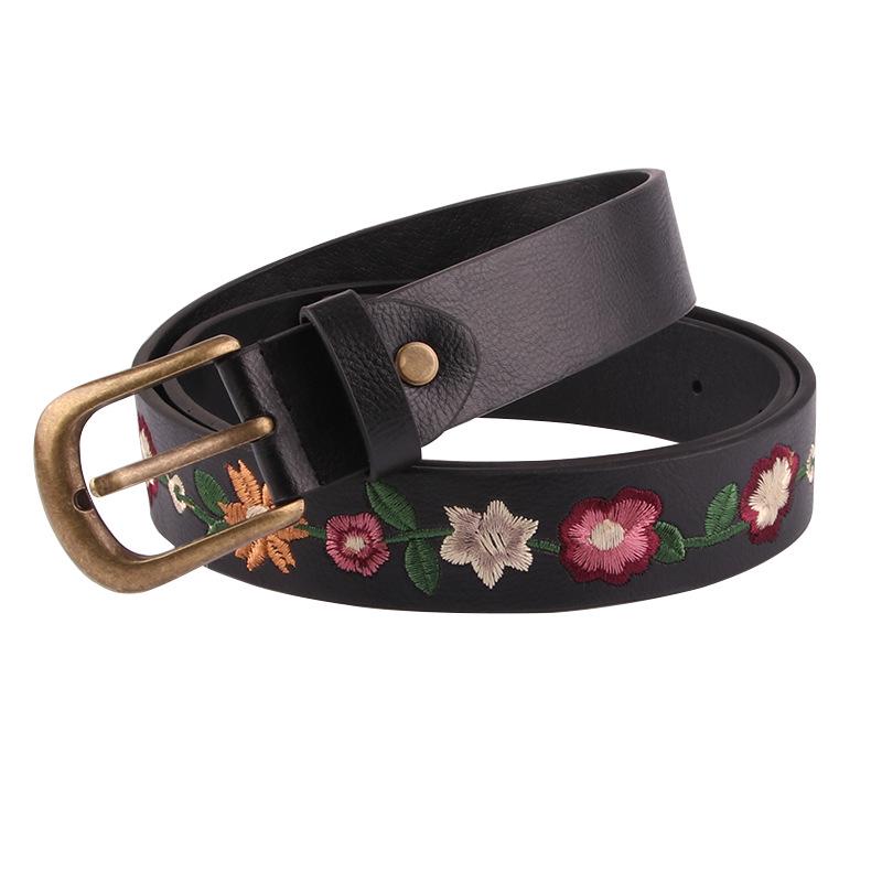 Embroidered Floral Women's Retro Belt - Classical Chinese Style for All-Match Skirts
