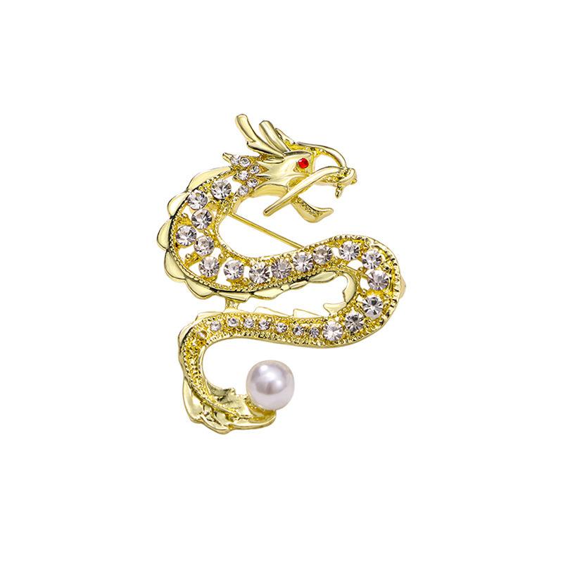 Retro Oil Drip Cartoon Dragon Shape Brooch Zodiac Personality Suit Coat Accessories Pin Jewelry