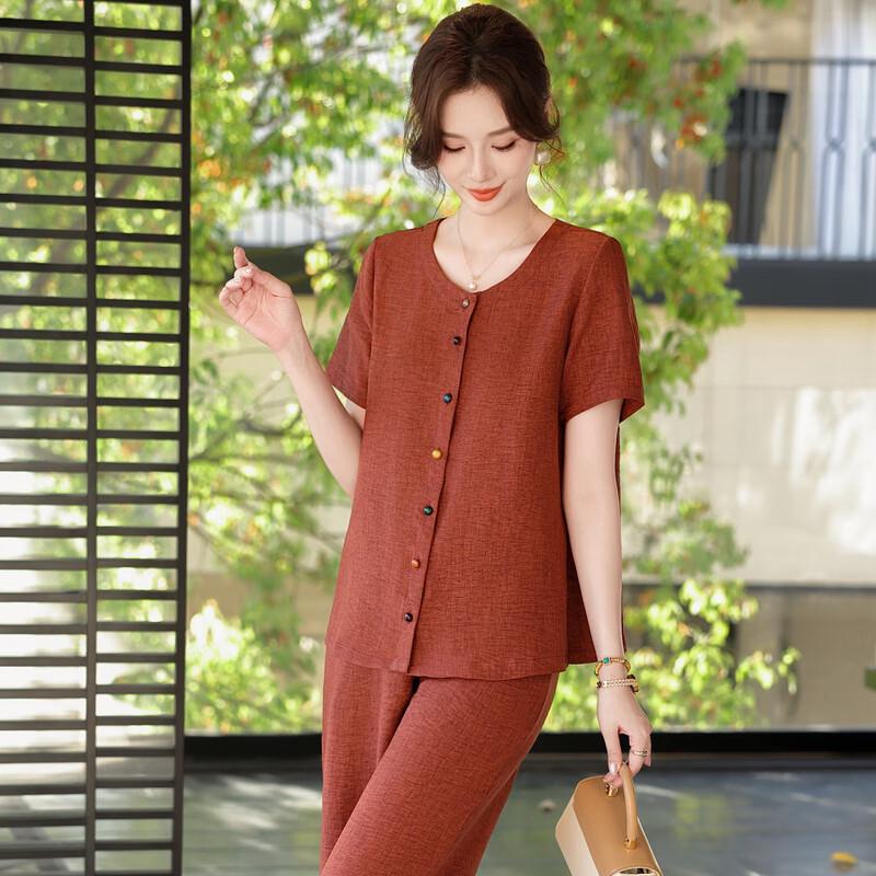 Elegant Women's Summer Short-Sleeve Top & Wide-Leg Pants Set