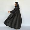 Middle East Dubai Stripes Cardigan Dress Arab Loose Robe Cardigan Striped Dress