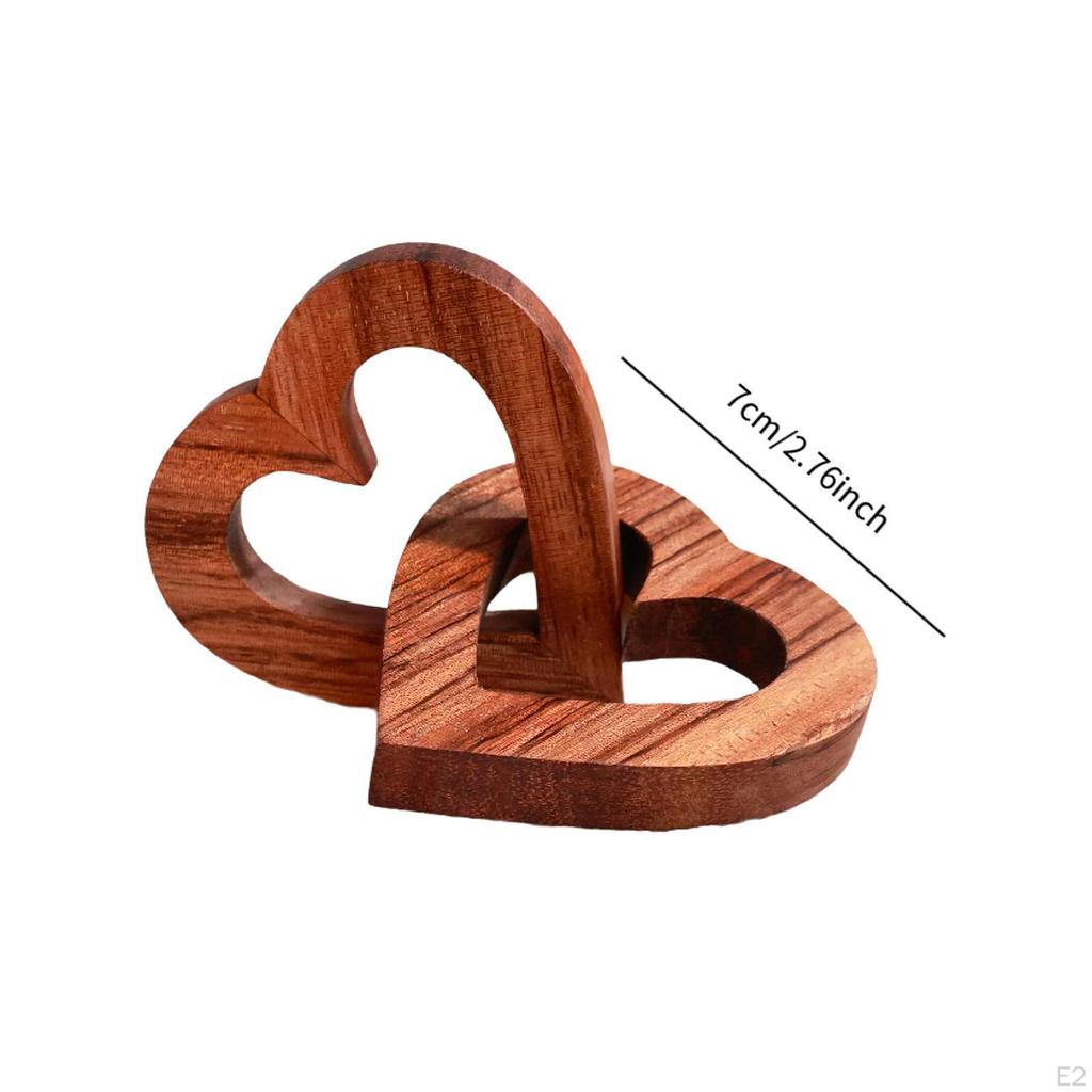 Wooden Heart Pendant Hollow Rustic Wood Decor Ornament for Farmhouse Shelf Living Room Wedding