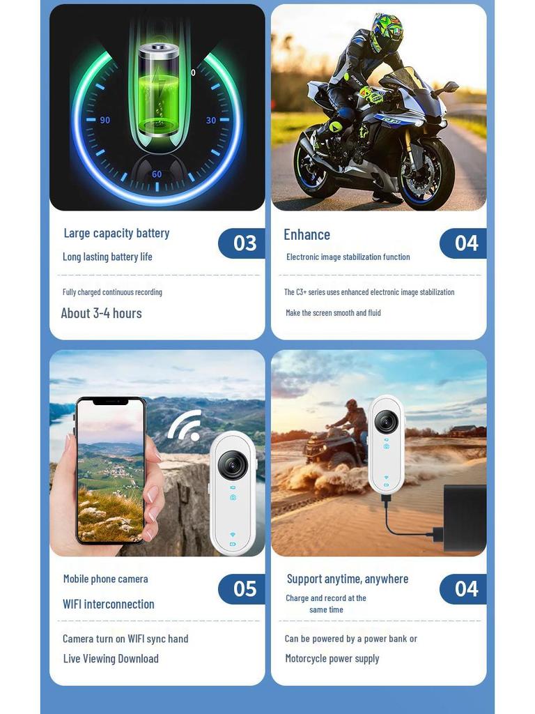 Thumb Action Camera for Cycling & Mountaineering - HD 1080p Ultra-Wide Angle 