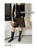 Sinan Retro British Plaid High-Waisted Wide-Leg Wool Shorts SN8521