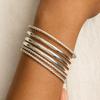 Simple Twisted Bangle Set of 6: 925 Solid Sterling Silver, Handmade Boho Minimalist Bracelet