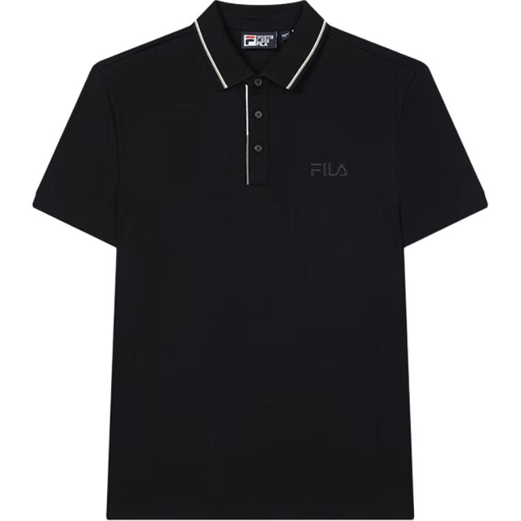 FILA Heritage Solid Color Casual Breathable Short Sleeve Polo Shirt Men Polo Shirts Black F11M438109FBK