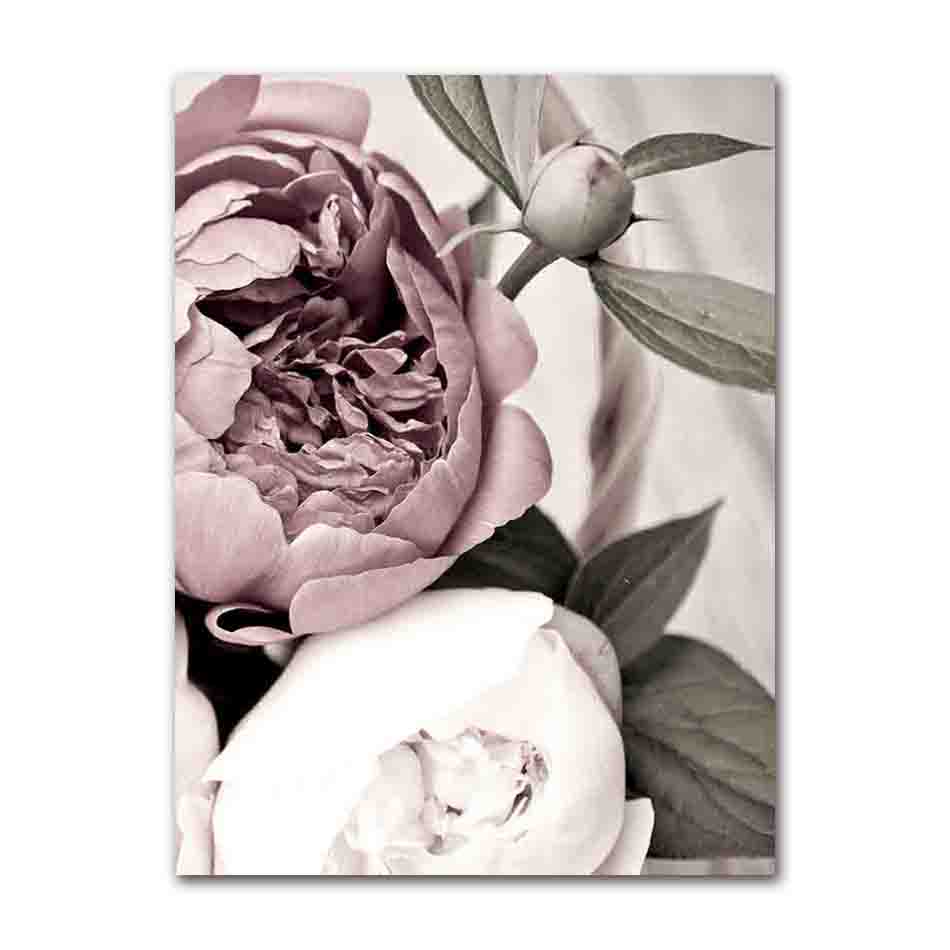Skandinavisches rosa weißes Blumen-Blatt-Pflanzen-Poster, nordischer botanischer Druck, Leinwand-Malerei, Wandkunst, Dekoration, Bild, Heimdekoration