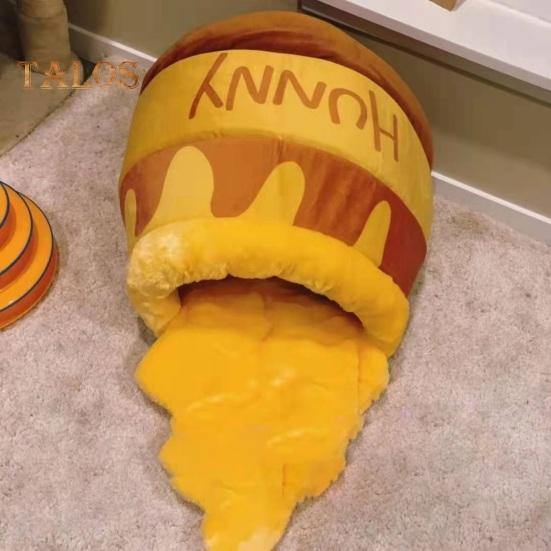 Honey Pot Katzenbett, Winter, warmer Katzenschlafsack, halbfestes Cartoon-Katzenbett, Höhle, weiches Haustierzelt, Nest für Kätzchen und Welpen