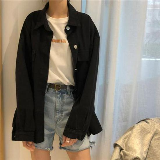 Women's Retro White Denim Jacket - Korean Hong Kong Style, Versatile Casual Loose Fit, Short for Spring/Autumn