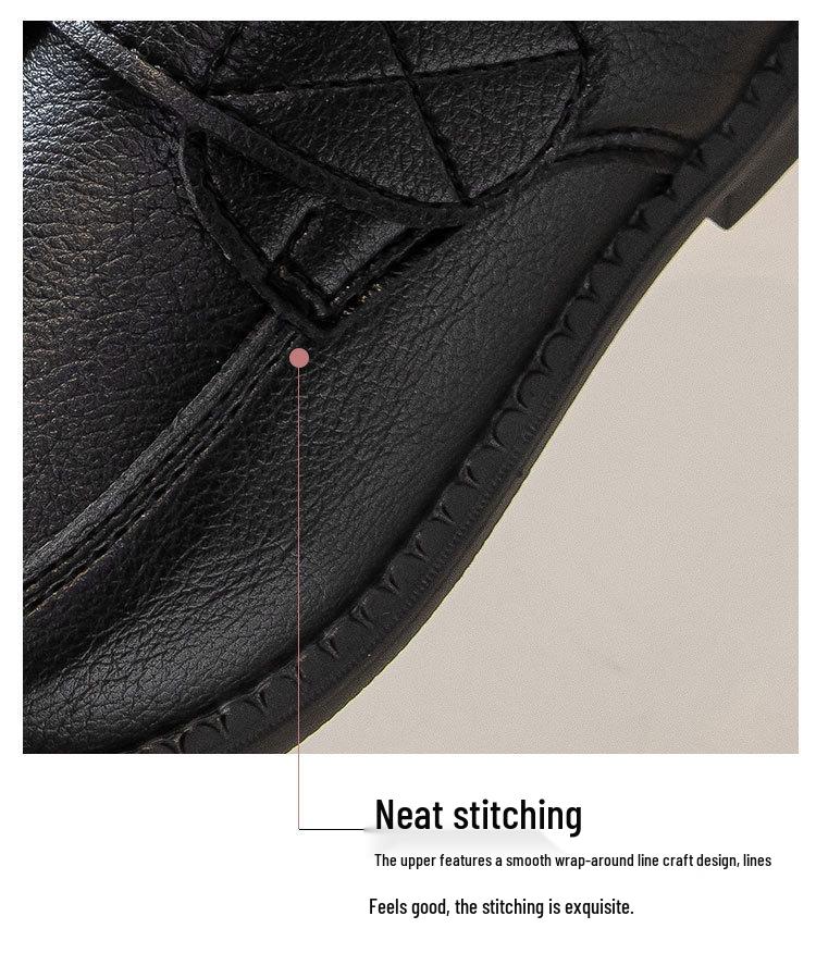 Boys' Black Leather Velcro Shoes - Soft Sole Performance Shoes for Spring/Autumn