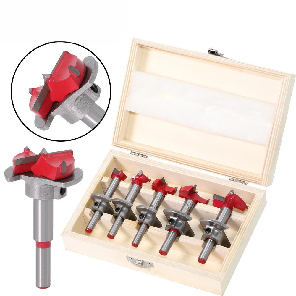 Positioning Woodworking Hole Opener Set, Carbide Flat Wing Drill Adjustable Hinge Hinge Hole Reamer 15-35mm