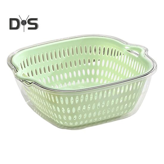 1/3 ks Dvouvrstvá umyvadla na ovoce a zeleninu Odtokové koše s rukojetí Potravinářské bez BPA Snadno čistitelné úložné koše