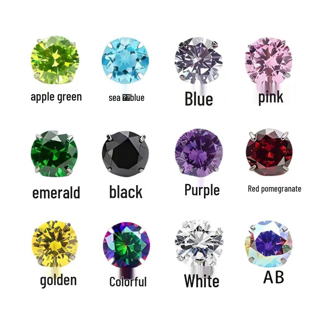 Exquisite Zirkon Push-Back Flachboden Titan Ohrstecker