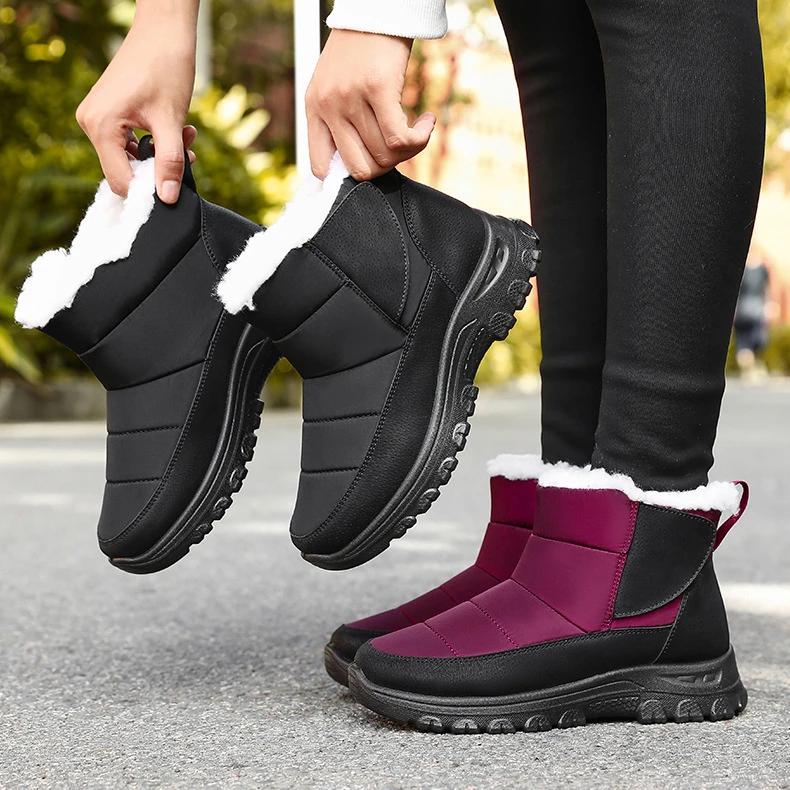 Fashion 2025 Snow Women Boots Comfortable Waterproof Casual Warm Cotton Shoes Outdoor Slip on Soft Fur Women's Winter Boots Botas Mujer