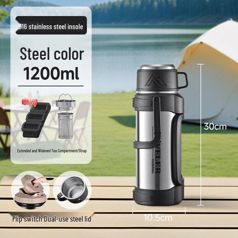Extra-Large 316 Stainless Steel Travel Thermos with Tea Infuser