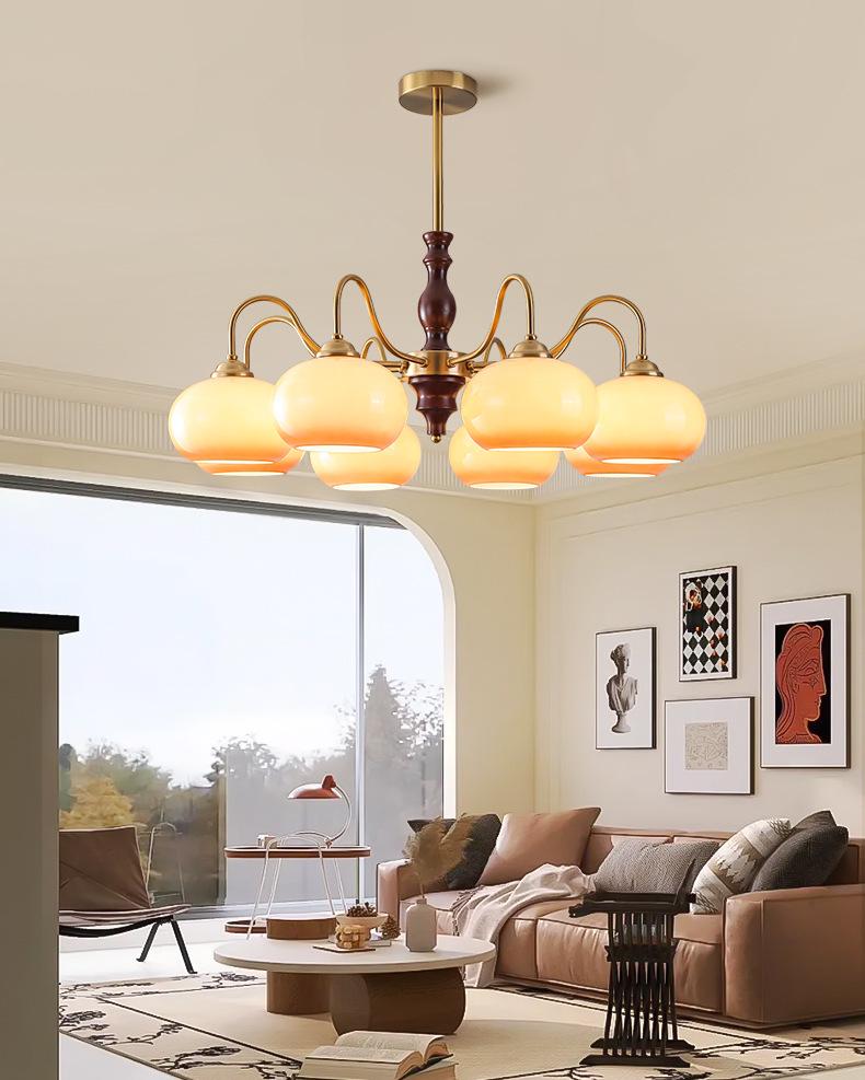 Wabi-Sabi Vintage Persimmon Pendant Light - Retro Solid Wood Eye-Protecting Fixture for Living Room, Study, Bedroom