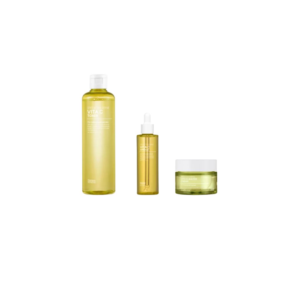 

TENZERO Набор для ухода за лицом с витамином С из зеленого мандарина, 3 предмета(Тонер+Ампула+Крем)