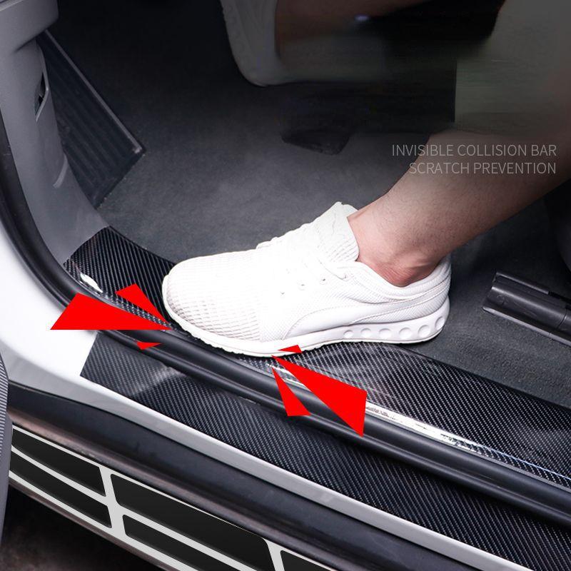 Nano Carbon Fiber Car Sticker DIY Paste Door Sill Protector Bumper Tape Car Protector Strip Waterproof Protection Film 3/5/7/10M