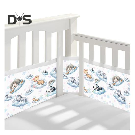 Breathable Mesh Crib Liner with Double-Sided Straps Baby Crib Safety Mesh Barrier Easy Installation Limb Protection Crib Bumper