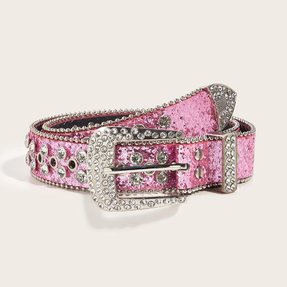 Y2K Rhinestone Belts Zinc Zinc Alloy Waistband Simple Blingbling Belt  Women