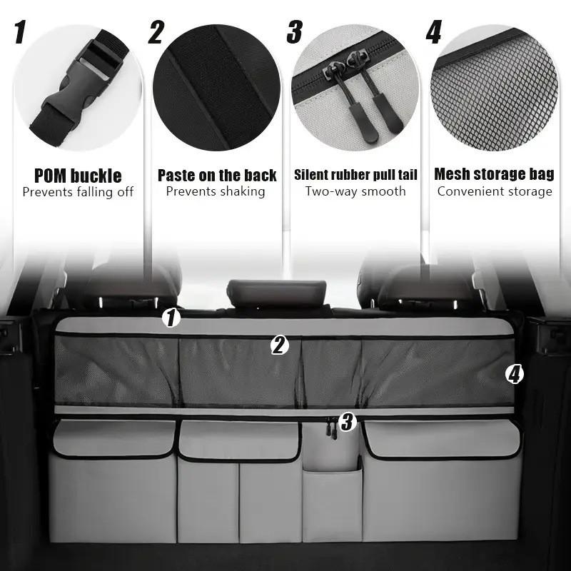 Car Trunk Organizer Hanging Storage Net Bag Rear Seat Back With Large Capacity Crush-Resistant Design