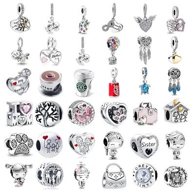 925 Sterling Silver Round Charm Fit Original Fashion Charm Bead Forever Family Charm Bracelet Necklace Trinket Diy Women Jewelry