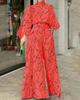 2026 Women's Elegant Waist-Cinching Long Sleeve Halter Jumpsuit with Lace-up and Print