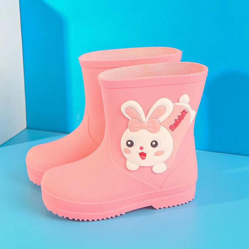 Kids' Non-slip Waterproof Cartoon Rain Boots with Drawstring