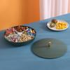 Plastic Round Dried Fruit Snack Candy Tray Storage Box with Lid Pastry Nut Dish Plate Appetizer Serving Platter Desktop Supplies