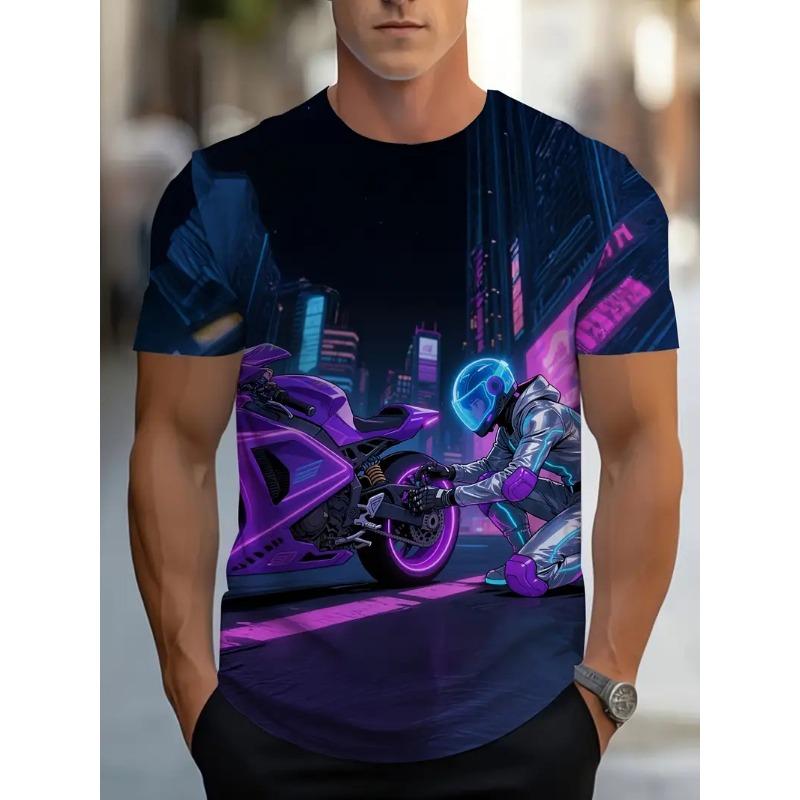 Vintage Moto Graphic T Shirt For Men Clothing 3D Printed Motorcycle T-Shirt Gym Sport