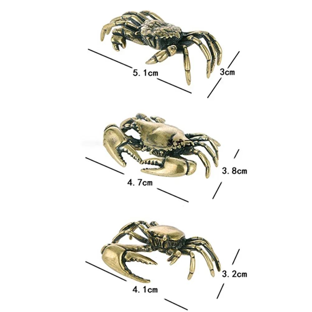Statuette di granchio in ottone puro, statuette di animali in miniatura, ornamenti in rame, decorazioni per la casa, ufficio, scrivania, artigianato, decorazioni per la casa, nordico, 1 pz.
