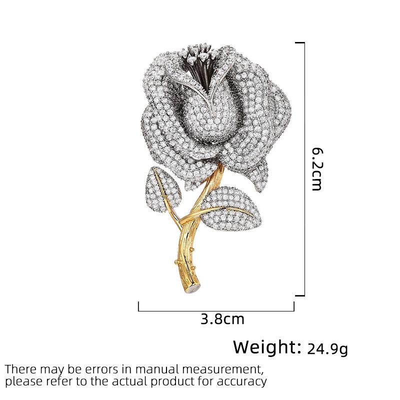 Women S Light Luxury Design Elegant Inlaid Zircon Rose Brooch Fashionable And Versatile Niche Design Sense Brooch
