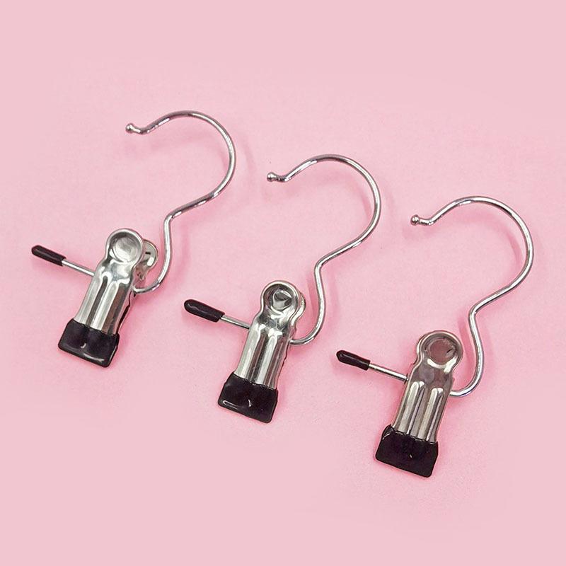 Stainless Steel Hook Clip Multi-functional 3-word Clip Hat Pants Clip Clothespin Curtain Clip Clothes Holding Clip