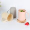 Pure Color Wheat and Lily-of-the-valley Bathroom Mouthwash Cup. Household Plastic Handle Material Drinking Cup and Toothbrush Cup.