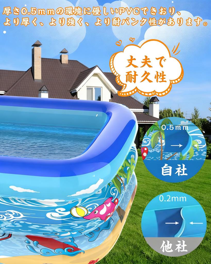 Peipai Large Inflatable Pool for Home Heat Cushioned Family PVC High Double 3 Air Ages Use, Kids' Pool, Relief, Bottom,