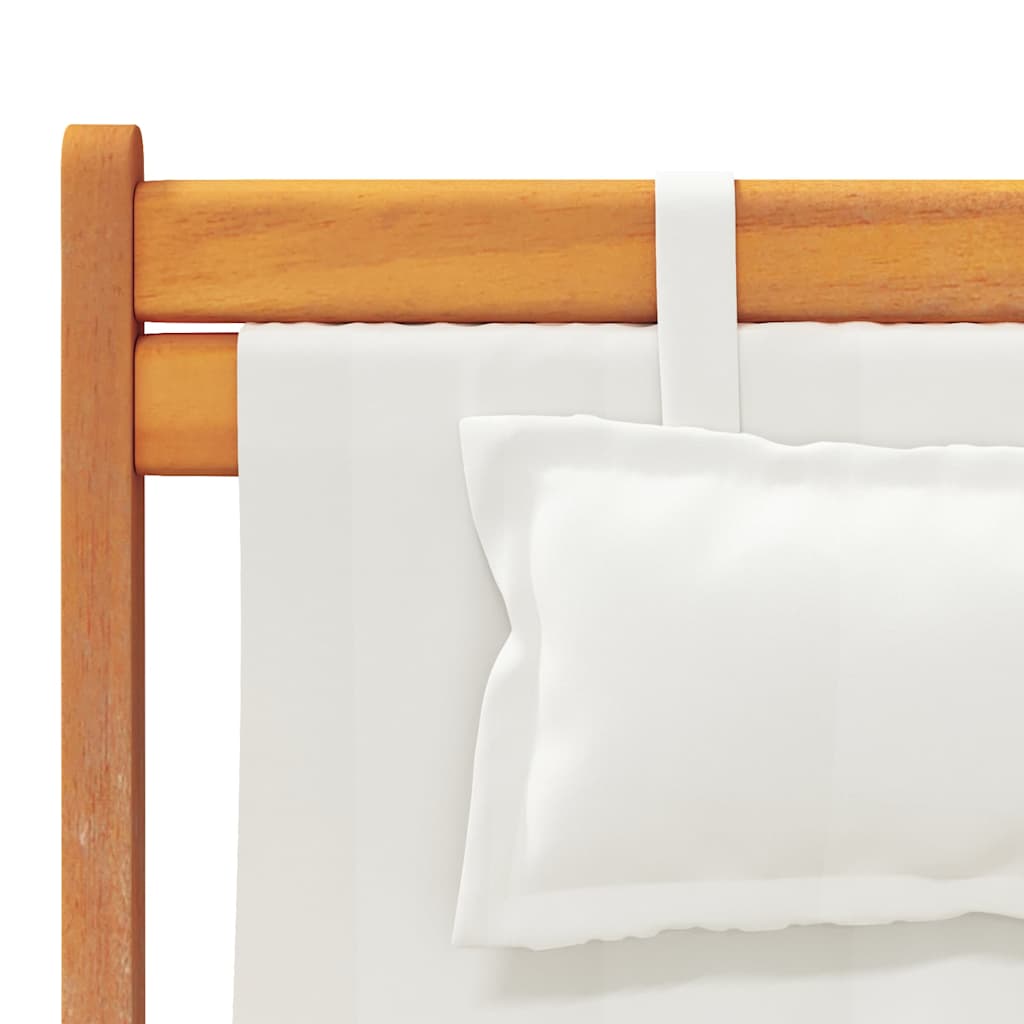 Folding Beach Chairs 2 Pcs Cream Fabric