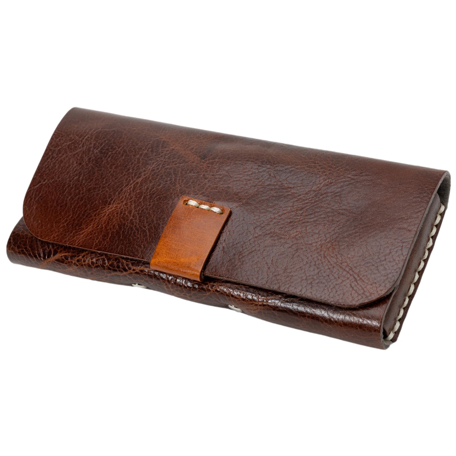 

Футляр для очков из натуральной кожи «Жемчуг» с полужесткой застежкой на магнитную кнопку, коричневый, HFD-18