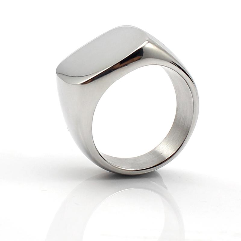 Custom Jewelry Rings Blank Stainless Steel Women Mens Signet Ring Silver Color Size 9 10 11 8 7 6