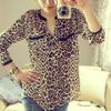 Wonderful New Women Leopard Print Chiffon Long Sleeve Slim Casual Blouse For Elegant Style