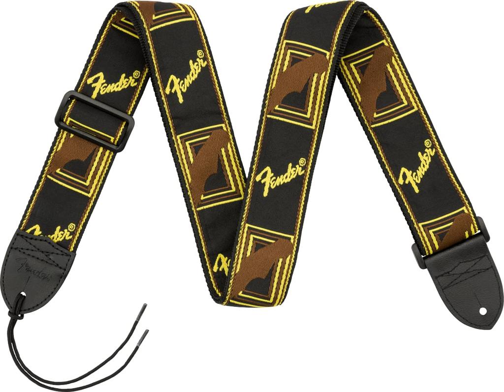 Fender Monogrammed 2" Strap, Black/Yellow/Brown