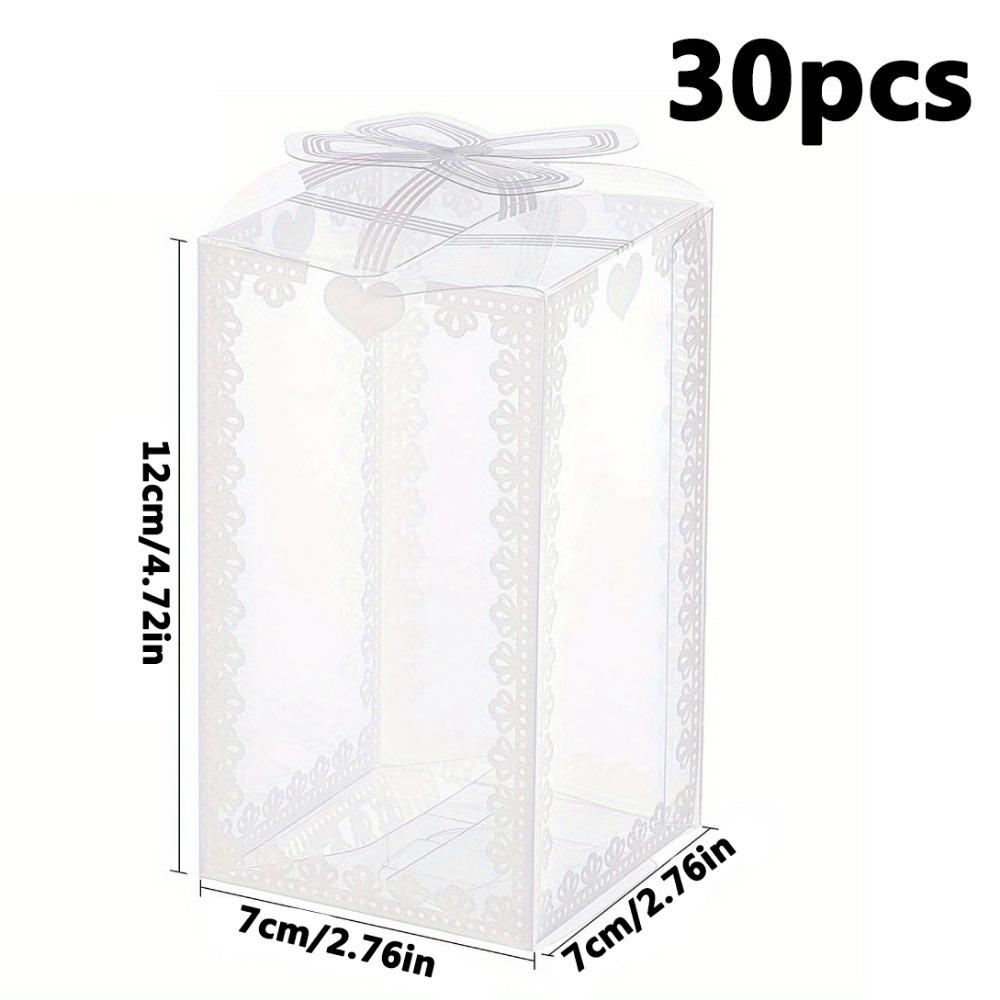 30pcs Clear Gift Boxes with Bows Transparent Rectangle Gift Wrap Box Treat Boxes Gift Packaging Box for Jewelry Soap Crafts Wedding Parties Wedding