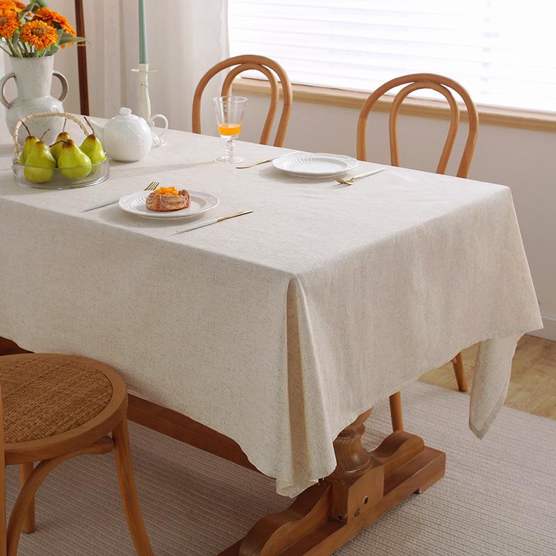 Pastoral Cotton Linen Solid Color Tablecloth for Dining or Coffee Tables