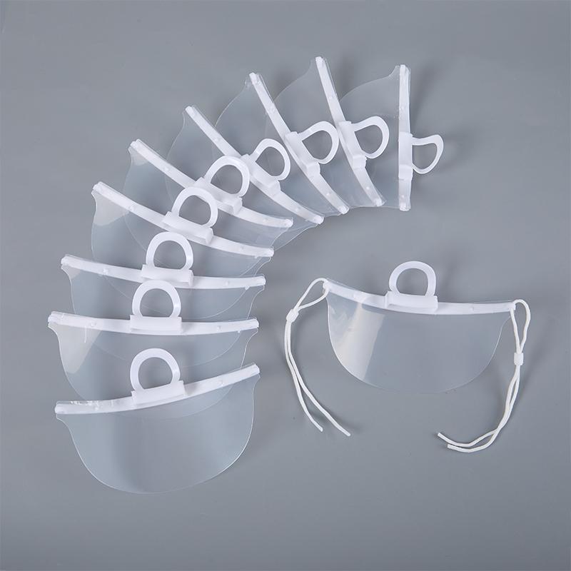 10Pcs Clear Plastic Catering Mask Hotel Beauty Chef Waiter Protective Mask Reusable Visible Splash Proof Mask Mouth Cover