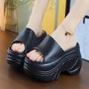 Fashion Slippers Women Summer High-Heeled Shoes Lady Slides Platform Black Sandals Soft Rubber Beige Flat Super House Slippers Platform