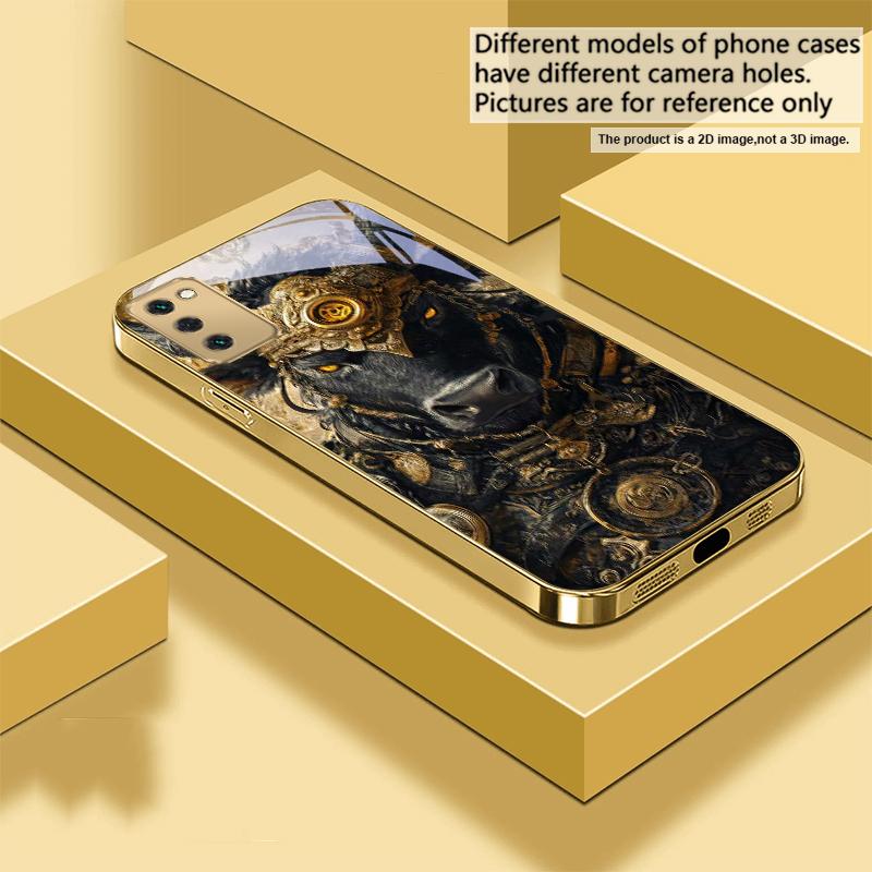 The Tiger of the Crown For Samsung Galaxy S20 FE S21 S22 S23 Plus S24 Ultra 25Ultra S21+ S9+ S22Plus Golden Glass Phone Case