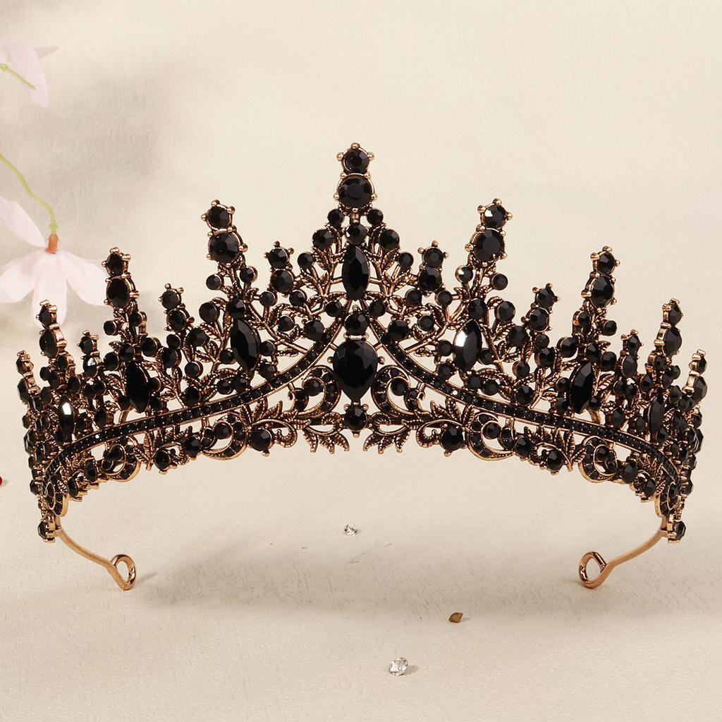 Halloween Jewelry Rhinestone Alloy Crown Holiday Party Dance Dress Headdress High-end Black Crown