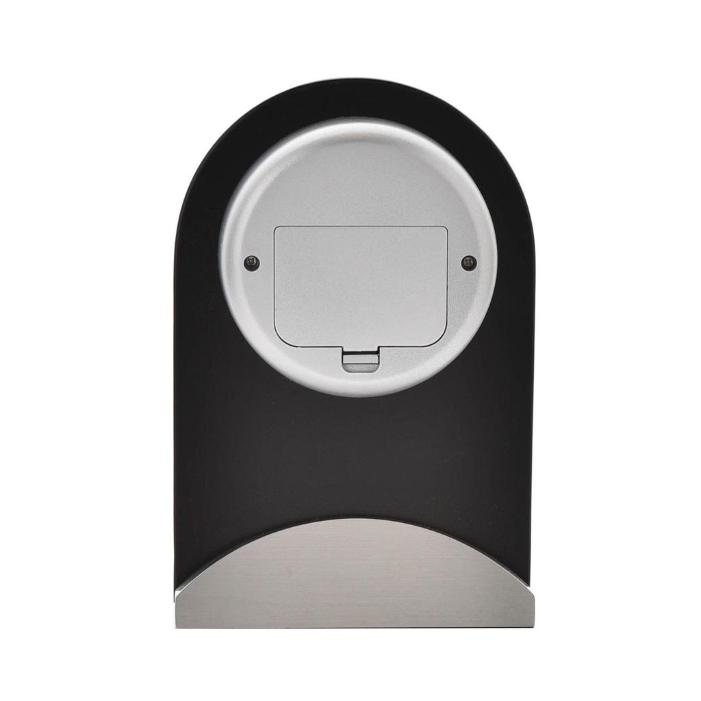 Wm.Widdop Black Glass Panel Aluminium Base Mantel Clock