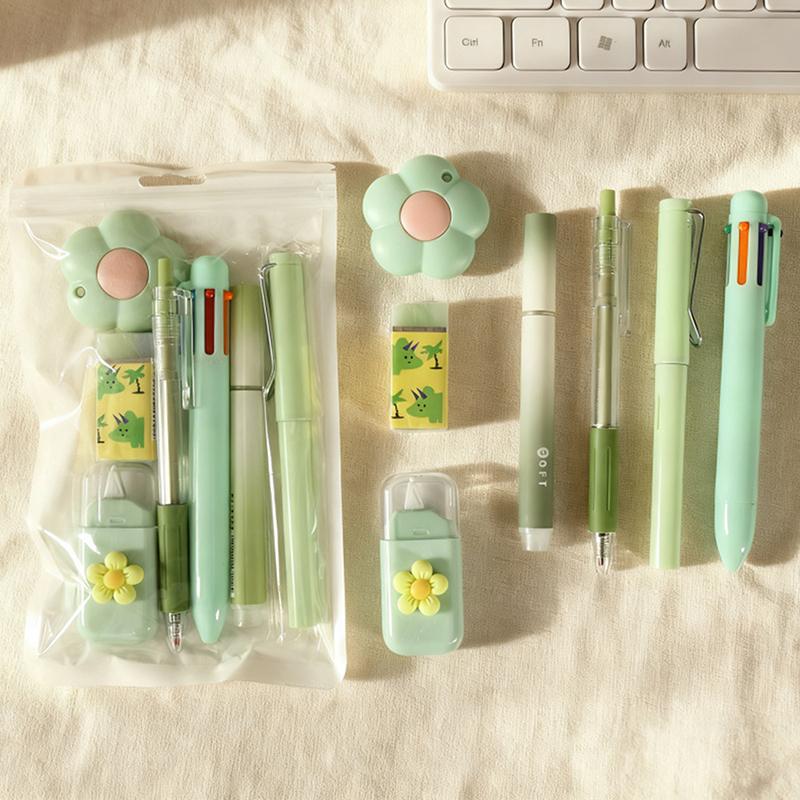 

7-Pcs Stationery Set High-Quality Student Graduation Gift Neutral Pen Learning Companion Stationery Pack For Achievers, Office зелений