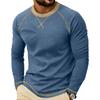 Men's Long Sleeve Crew Neck Casual T Shirt Color Block Stitching Detail Pullover Top Lightweight Comfortable Fit