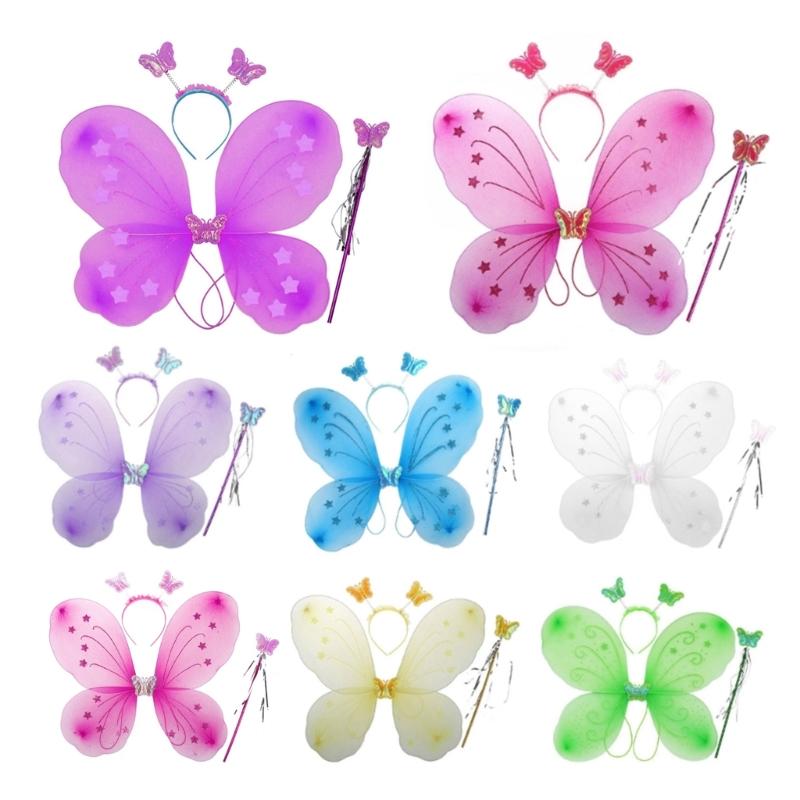 Scintillante Carina Sognante Fata Principessa Angelo Bacchetta Farfalle Ala Cerchietto Festa di Compleanno Halloween Cosplay Costume Accessorio